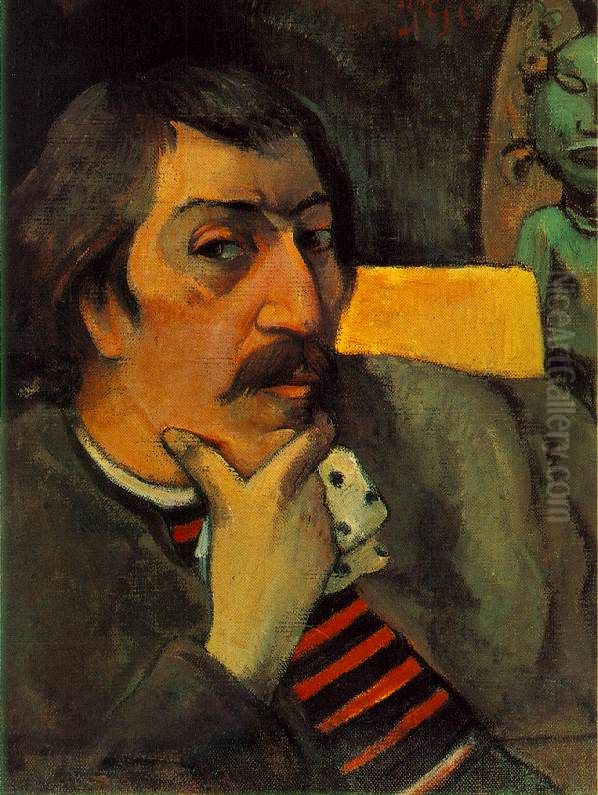 Portrait Of The Artist With The Idol Oil Painting by Paul Gauguin