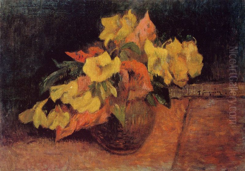 Evening Primroses In A Vase Oil Painting by Paul Gauguin