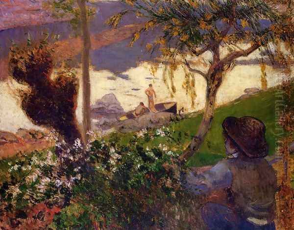 Breton Boy By The Aven River Oil Painting by Paul Gauguin