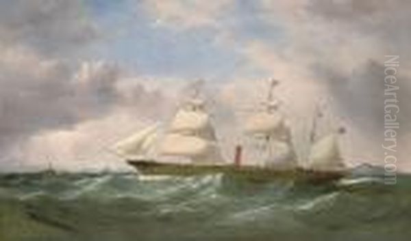 The Iron Screw Steamer 
African
 In-bound For Liverpool,calling For A Pilot Off The Skerries, Anglesey Oil Painting by Samuel Walters