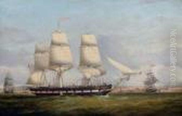 The American Merchantman Euphrasia In Three Positions Off The
Liverpool Waterfront Oil Painting by Samuel Walters