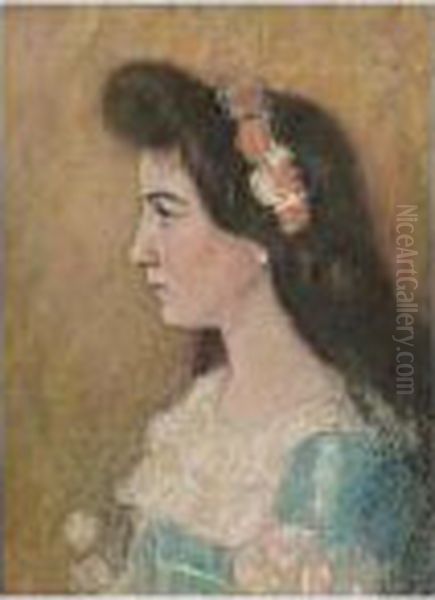 A Portrait Of A Little Girl Oil Painting by Marie Wandscheer