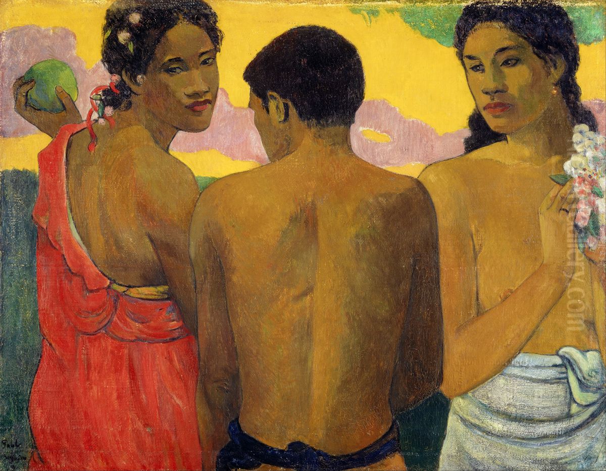 Three Tahitians Oil Painting by Paul Gauguin