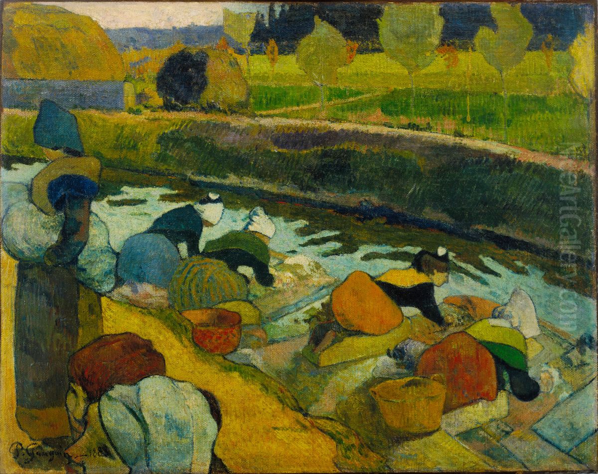 Washerwomen Oil Painting by Paul Gauguin
