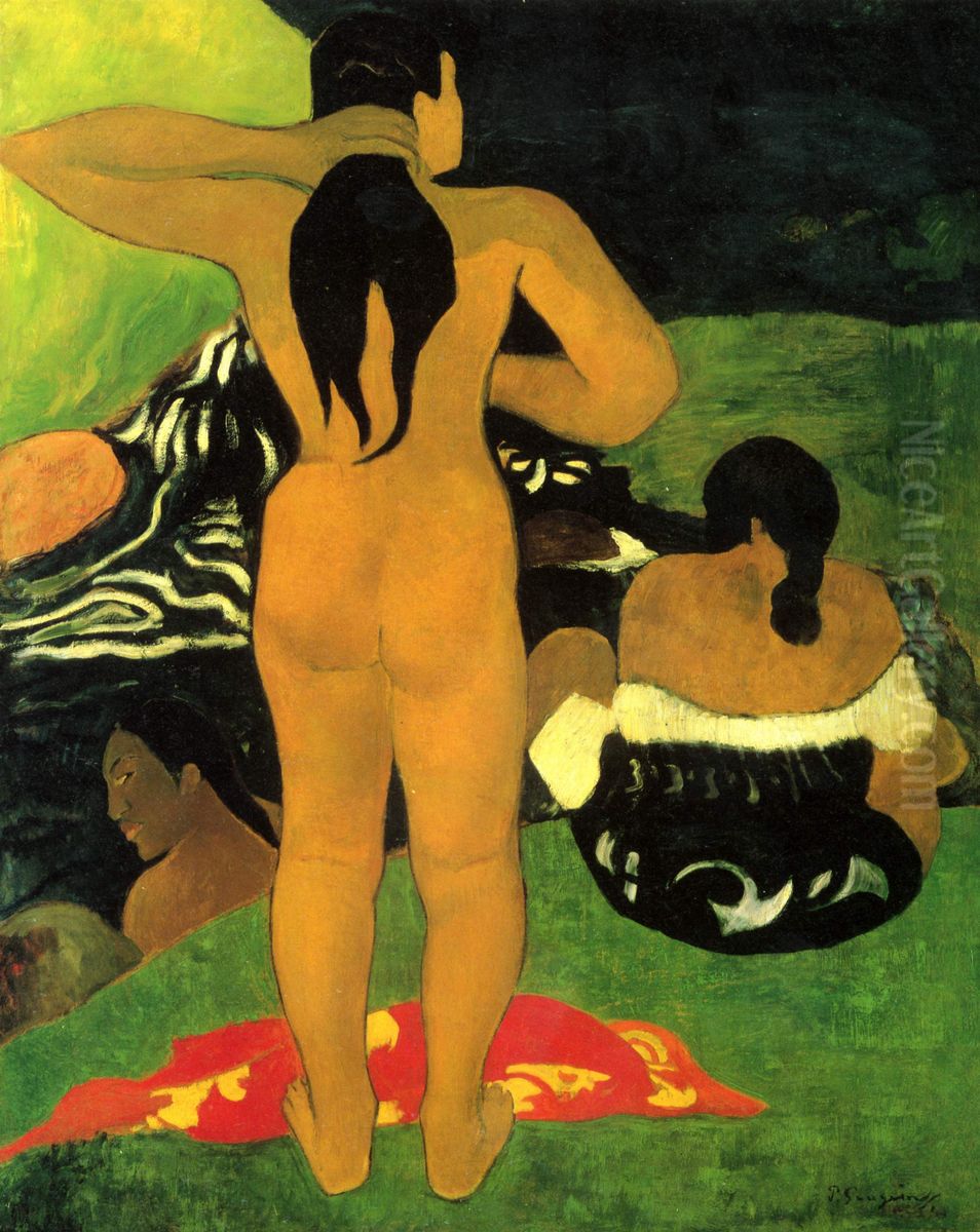Tahitian Women Bathing Oil Painting by Paul Gauguin