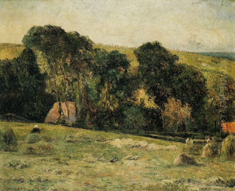 Haymaking Near Dieppe Oil Painting by Paul Gauguin