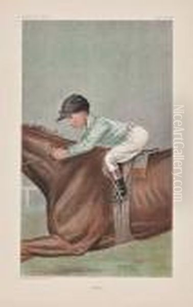 A Good Group Of Jockeys Oil Painting by Leslie Mathew Ward