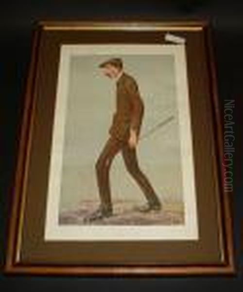 Featuring James Braid, A Vanity Fair Lithographic Portrait Published In 1907, Framed Oil Painting by Leslie Mathew Ward