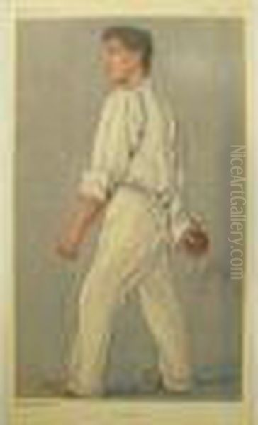 Three Vanity Fair Prints Of Cricketinginterest Oil Painting by Leslie Mathew Ward