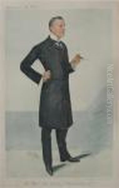 Portrait Of The Rt. Hon. Austen Chamberlain M.p. Oil Painting by Leslie Mathew Ward