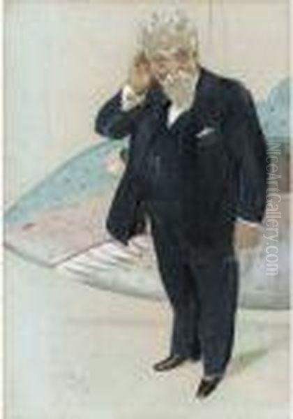 Sir Hiram Stevens Maxim, 'in The Clouds' Oil Painting by Leslie Mathew Ward