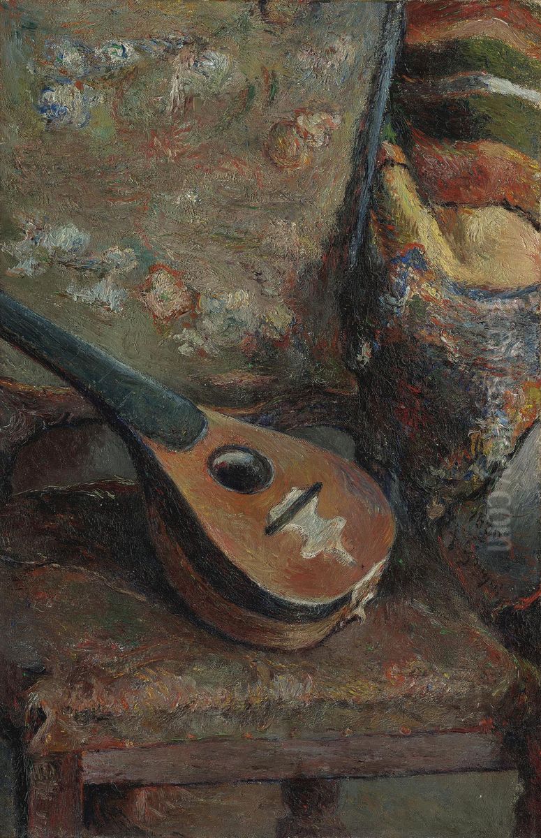 Mandolin On A Chair Oil Painting by Paul Gauguin