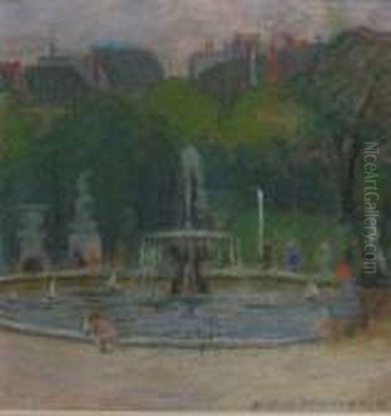 Sailing Boats In La Tuillerie Oil Painting by Elizabeth Fisher Washington