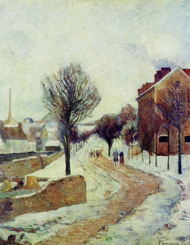 Suburb Under Snow Oil Painting by Paul Gauguin