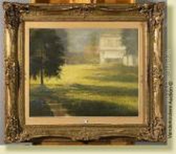 Jardinensoleille, Gouache Sur 
Papier. Signee En Bas A Gauche C.j.watelet. Ecole Belge. Dim.: 46x56 Cm Oil Painting by Charles Joseph Watelet