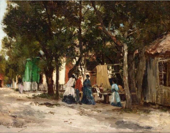 The Market Stall Oil Painting by Louis-Francois-V. Watelin