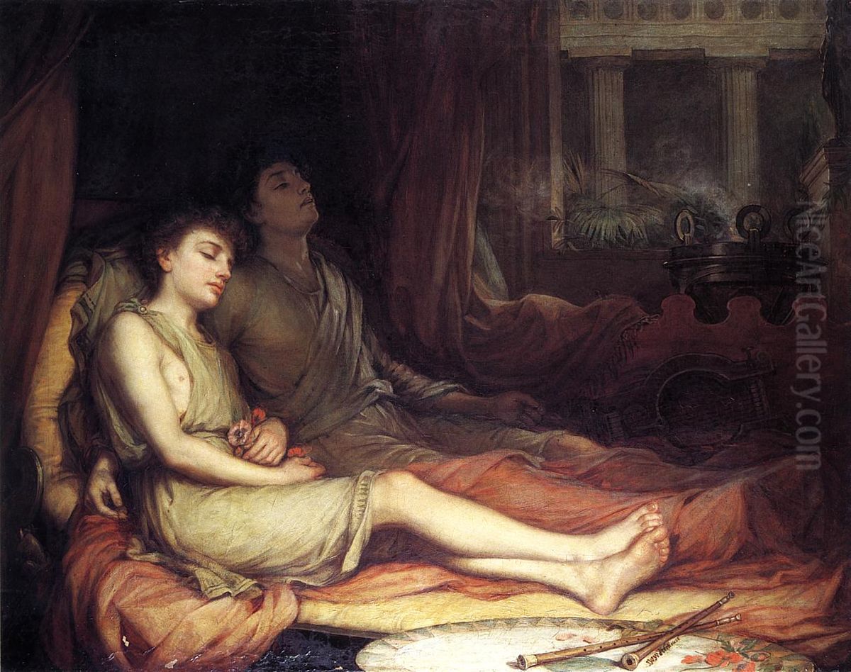 Sleep And His Half-brother Death Oil Painting by John William Waterhouse