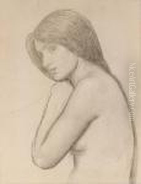 Study For The Mermaid, 
Half-length (recto); And Study Of A Kneelinggirl From The Waist (verso) Oil Painting by John William Waterhouse