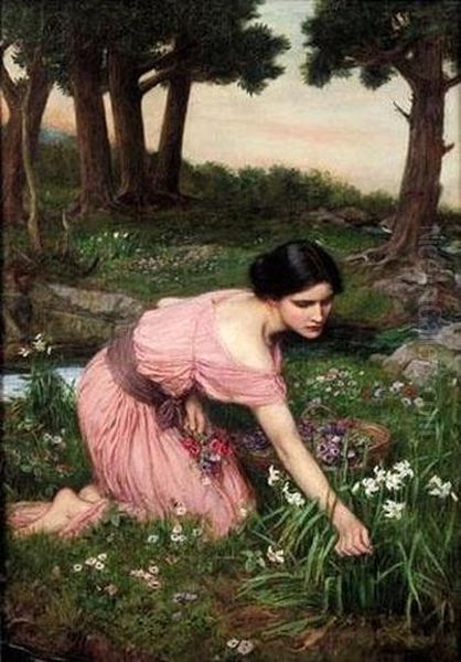 Spring Spreads One Green Lap Of Flowers Oil Painting by John William Waterhouse