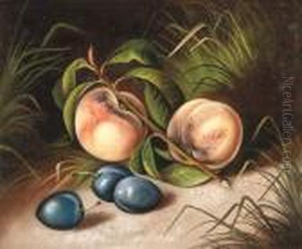 Peaches And Plums
Signed 'mrs S C Waters' (lower Left) Oil Painting by Susan C. Waters