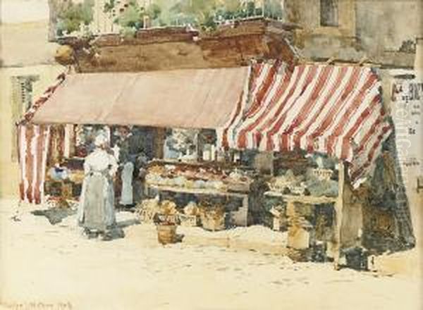 A Normandy Fruit Shop, St. 
Pierre-sur-dives (illustrated);returning Home; And On The Road Near 
Gamaches, France Oil Painting by Charles Watson