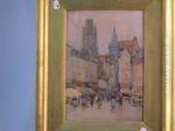 Rouen Streetscene Oil Painting by Charles Watson