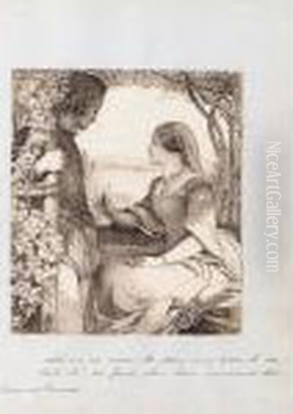 The Princess, Tennyson - Ask Me 
No More; The Moon May Draw The Sea, But Oh! Too Fond, When Have I 
Answered Thee. Oil Painting by John Dawson Watson