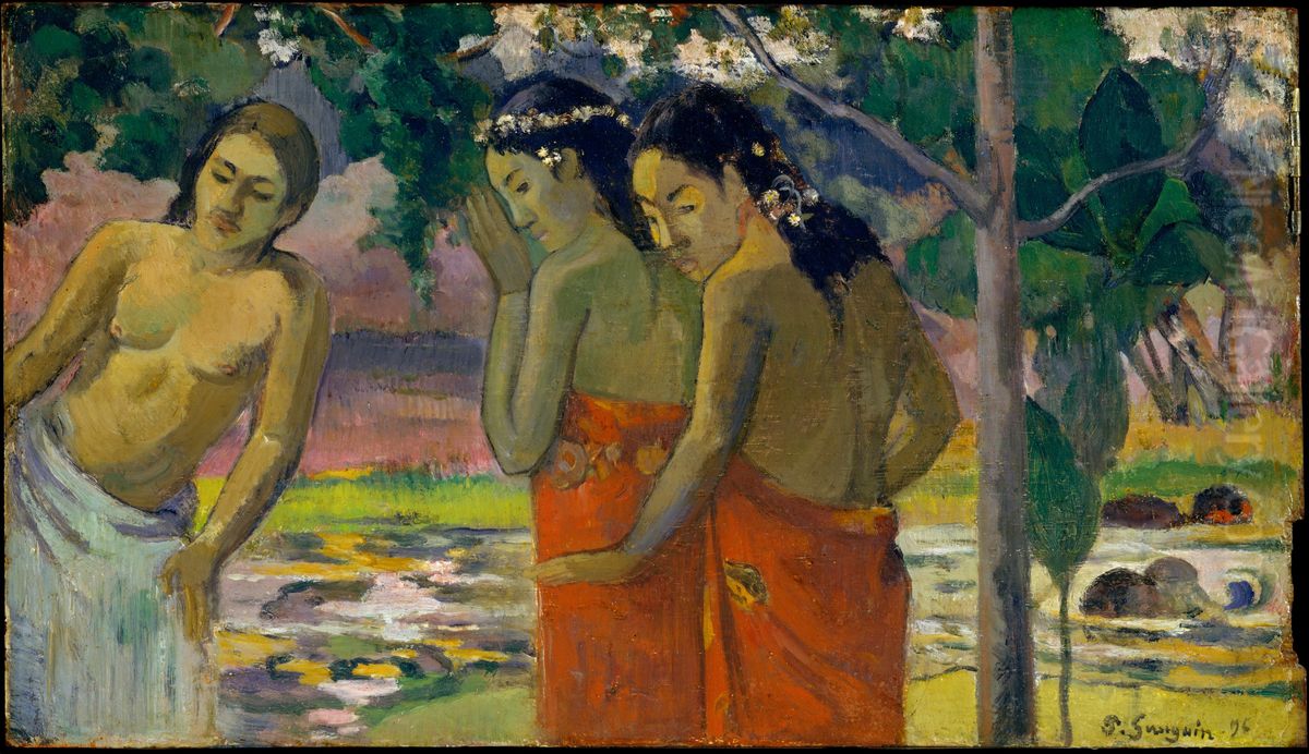 Three Tahitian Women Oil Painting by Paul Gauguin