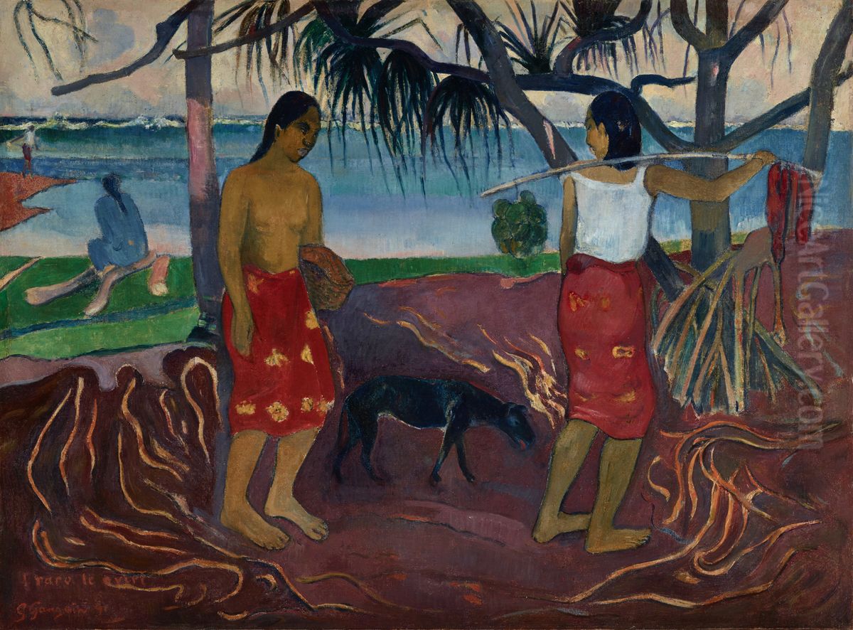 I Raro Te Oviri Oil Painting by Paul Gauguin