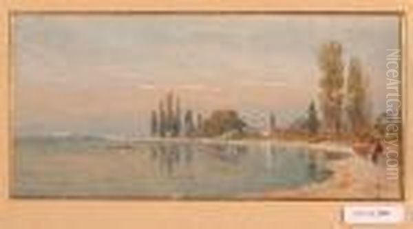 Vue De Leman. 1885 Oil Painting by Charles Jones Way