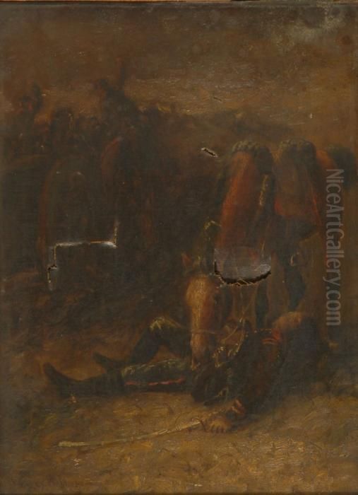 Wounded Soldier And His Horse Oil Painting by Wesley Elbridge Webber