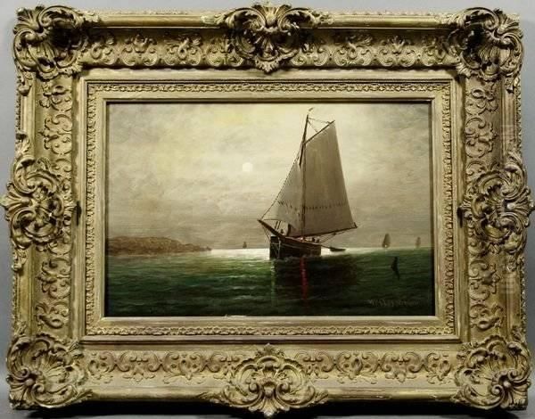 A Schooner At Dusk Oil Painting by Wesley Elbridge Webber
