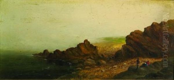 Figures By The Shore Oil Painting by Wesley Elbridge Webber