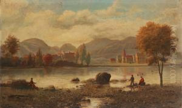 Fishing On The River Oil Painting by Wesley Elbridge Webber