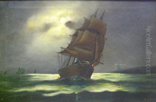 Moonlight Sail Oil Painting by Wesley Elbridge Webber
