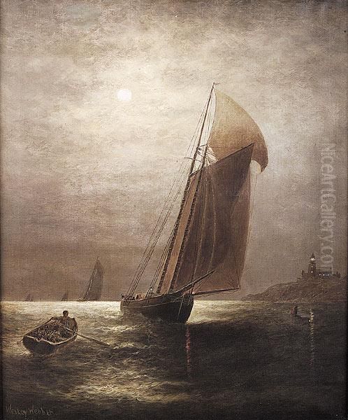Sailing Ship At Twilight Oil Painting by Wesley Elbridge Webber