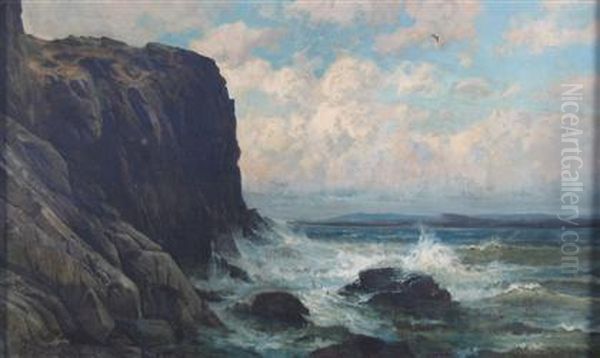 Rocky Coast Oil Painting by Carl Weber