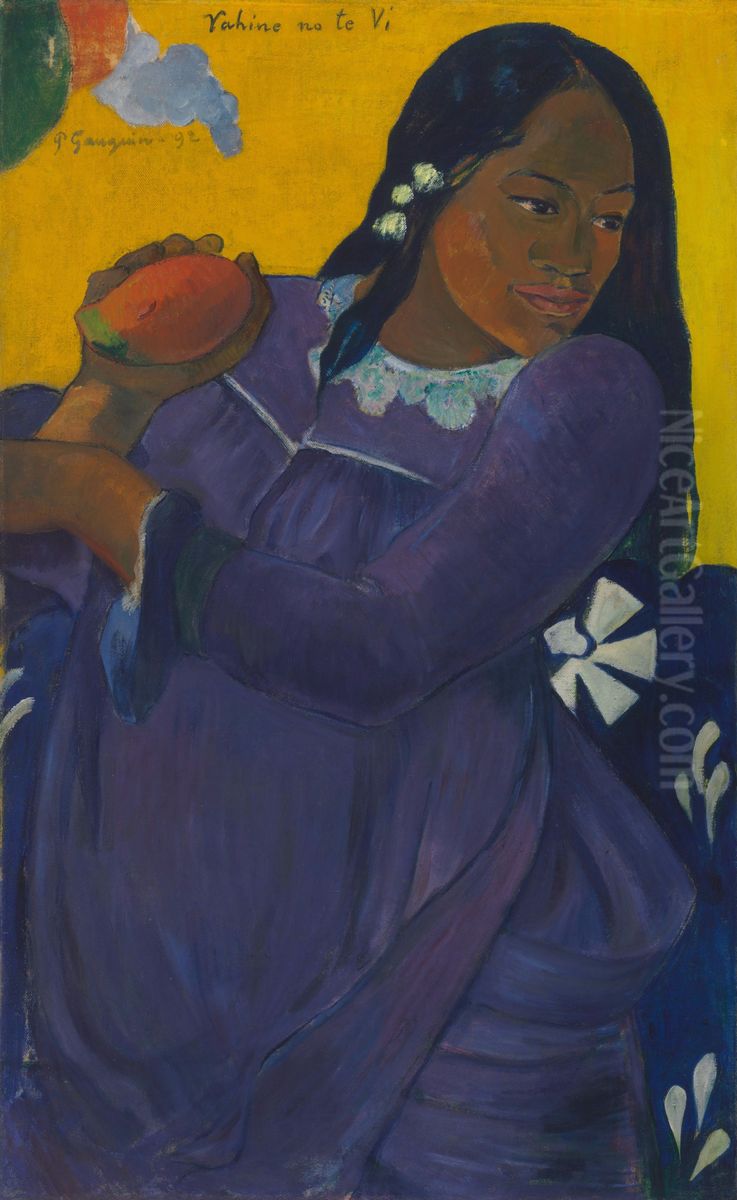 Woman with Mango Oil Painting by Paul Gauguin