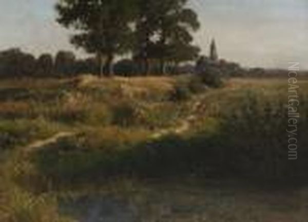 Sommerlandschaft Mit
 Weiher. Oil Painting by Paul Weber