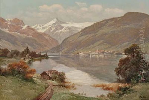 Zell Am Seemit Schneebedecktem Kitzsteinhorn Oil Painting by Paul Weber