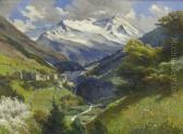 Blick Auf Bad Gastein Und Die
 Hohen Tauern Oil Painting by Rudolf Weber