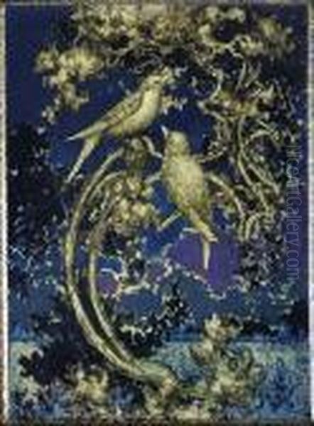 Birds In Foliage Oil Painting by Samuel Webley