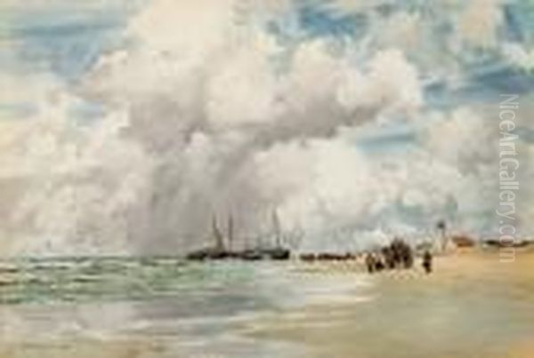 On The Dutch Coast Oil Painting by Augustus Watford Weedon