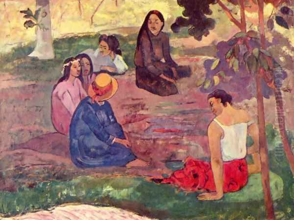 Parau Parau (Klatscherei) Oil Painting by Paul Gauguin