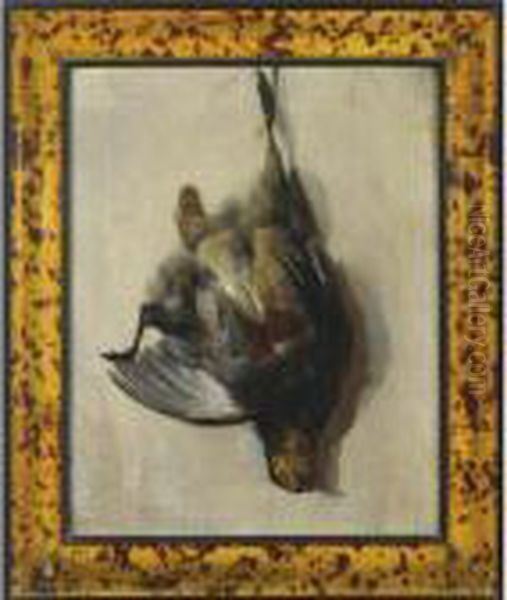 A Still Life Of A Grey-leg Partridge Suspended From A Nail Oil Painting by Jan Baptist Weenix