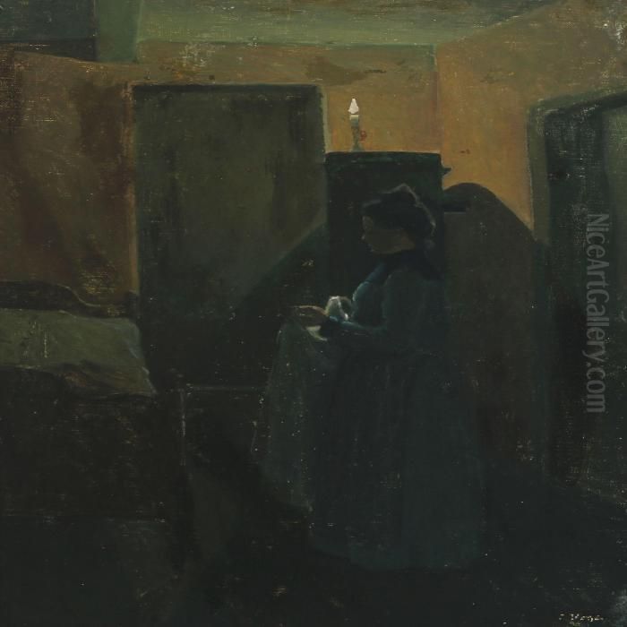 Interior With Woman Oil Painting by Edvard Weie