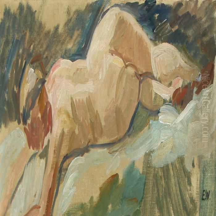 A Nude Model, 
Study To Poseidon Oil Painting by Edvard Weie