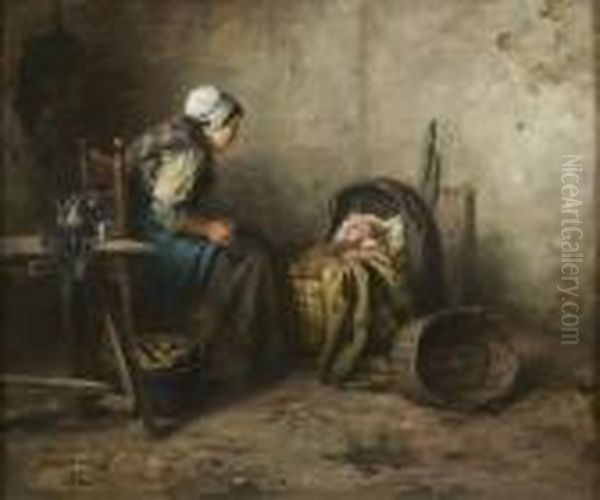 La Fierte Maternelle Oil Painting by Johannes Weiland