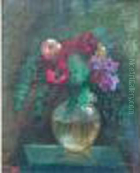 Bouquet De Fleurs Dans Un Vase Oil Painting by Abraham Weinbaum