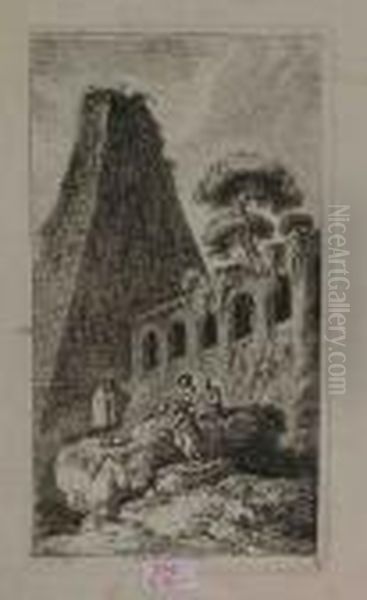 Die Cestius Pyramide In Rom Oil Painting by Franz Edmund Weirotter